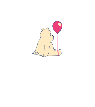 Teddy Drăguț cu Balon model alb pe tricou