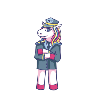 Unicorn Pilot model alb pe tricou
