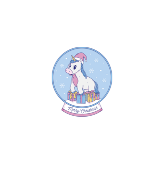 Glob de zăpadă drăguț, de Crăciun, cu Unicorn model albastru închis pe tricou
