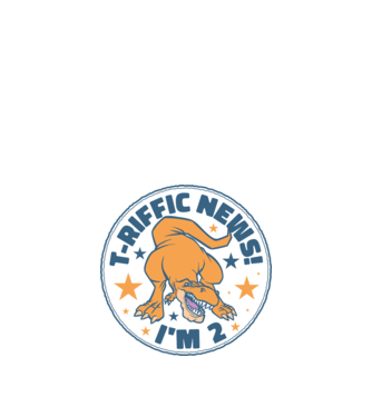 'T-rex Terrific news i''m 2' model nisipiu pe tricou