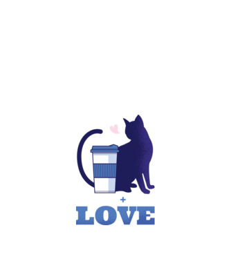 Cafea + Pisici = dragoste model negru pe tricou