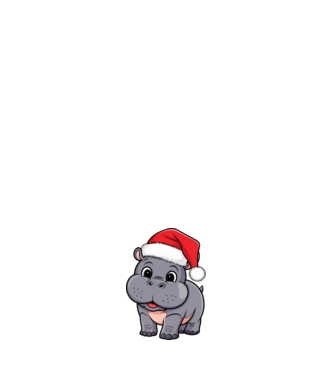 Crăciun Hippo model alb pe tricou