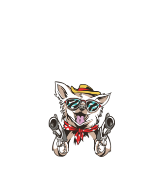 Chihuahua cu Pistol model alb pe tricou