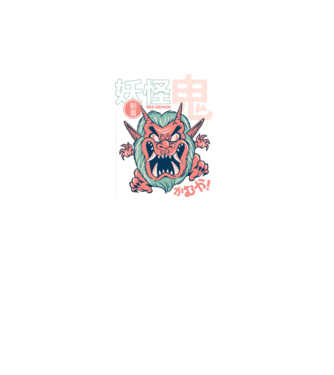 Oni Yokai Anime model turcoaz pe tricou