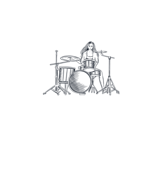 Fată Bateristă model alb pe tricou