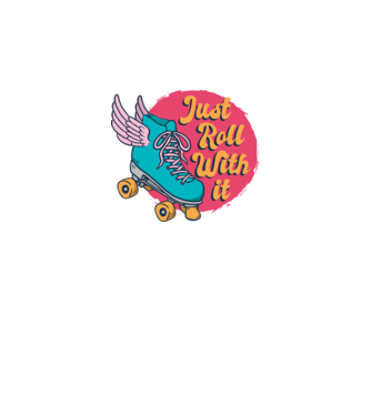 Just Roll with it - patine cu rotile model albastru închis pe tricou