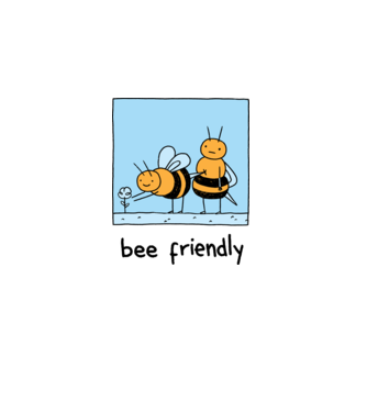 Bee friendly model alb pe tricou