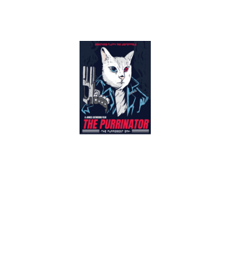 The Purrinator Pisică model turcoaz pe tricou