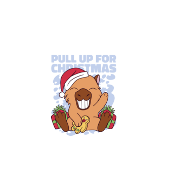 Pull up for christmas Capybara model alb pe tricou
