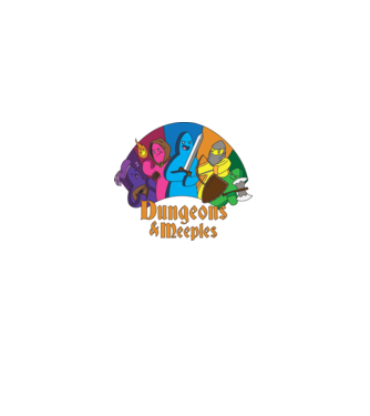 Dungeons Meeples model negru pe tricou