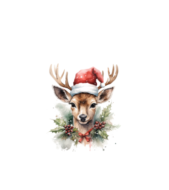 Festive Reindeer model alb pe tricou