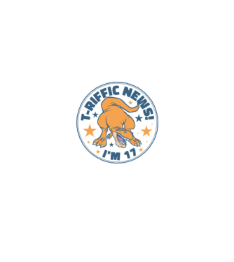 'T-rex Terrific news i''m 17' model alb/roșu pe tricou