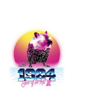 1984 Year of the Rat model negru pe tricou