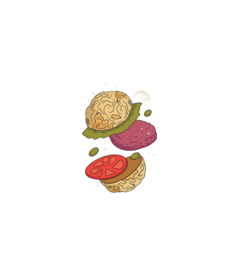 Burger lună model negru pe tricou