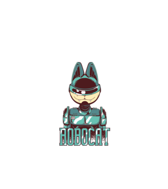 Robocat - Pisică Robot model alb pe tricou