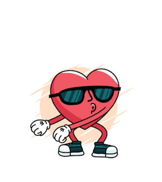 Inimă DAB Floss Heart tricou model negru pe tricou