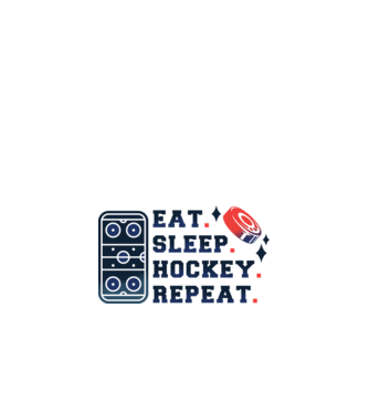 Eat Sleep Hockey Repeat model alb pe tricou