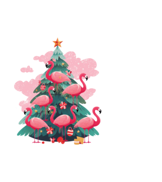 flamingo pom de Crăciun model alb pe tricou