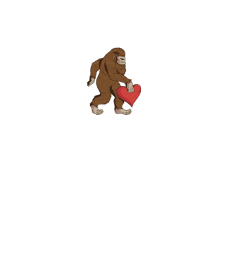 Bigfoot Yeti cu inimă model alb pe tricou