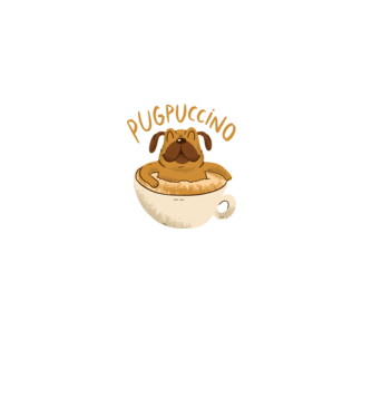 Pugpuccino Capuccino cu Mops model negru pe tricou