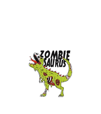 Zombiesaurus - Dinozaur Zombie model alb pe tricou