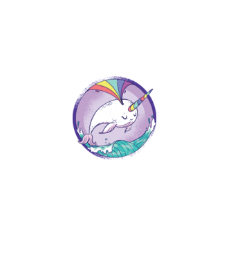 Unicorn drăguț Balenă - Narval model liliachiu pe tricou