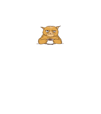 Grumpy Cat - Pisică supărată cu cafea model alb pe tricou