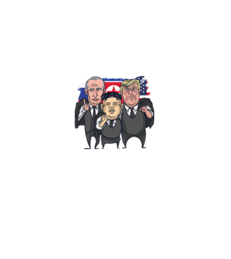 Trump, Putin, Kim - trei prieteni buni model alb pe tricou