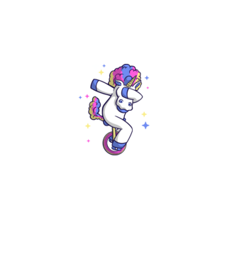 Unicorn pe monociclu model negru pe tricou