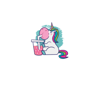 Unicorn Bubble Tea model alb pe tricou