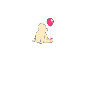 Teddy Drăguț cu Balon model alb pe tricou