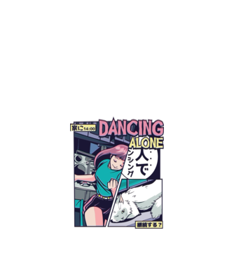 Anime Vaporwave Dancing Alone model roșu pe tricou