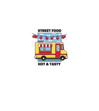 Foodtruck model albastru jeanși pe tricou