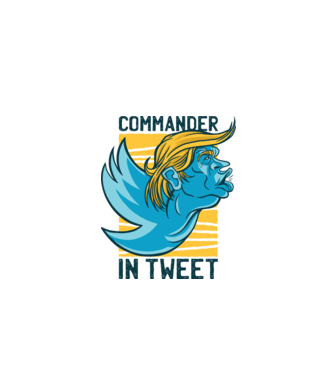 Commander in Tweet - Trump model alb pe tricou