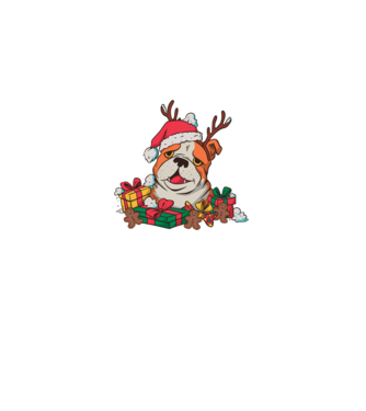 Bulldog de Crăciun model albastru regal pe tricou