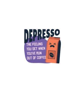 Depresso - Sentimentul când rămâi fără cafea model alb pe tricou