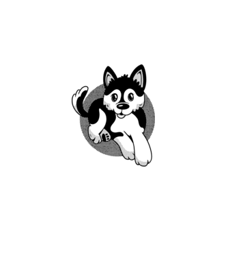Câine Pomsky model albastru deschis pe tricou