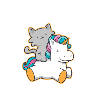 Unicorn Cu pisică model alb pe tricou
