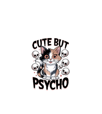 Cute, but Psycho pisică Alb model alb pe tricou