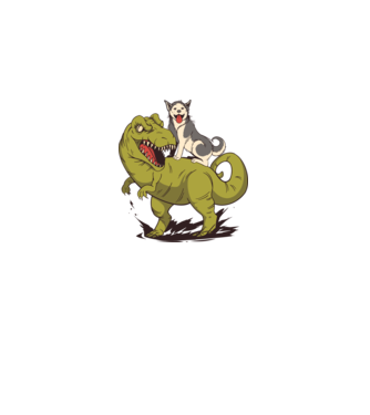 Dinozaur Husky model alb pe tricou