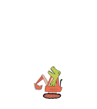 Excavator dinozaur model alb pe tricou