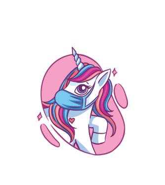 Unicorn drăguț cu mască model alb pe tricou