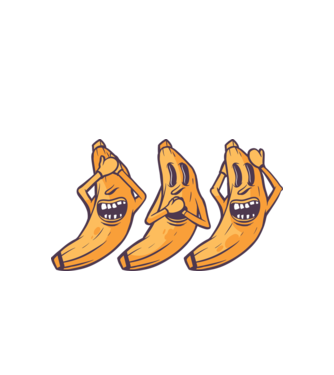 Banane amuzante - Nu vede, nu vorbește, nu aude model alb pe tricou