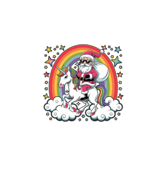 Moș Crăciun cool pe un unicorn model negru pe tricou