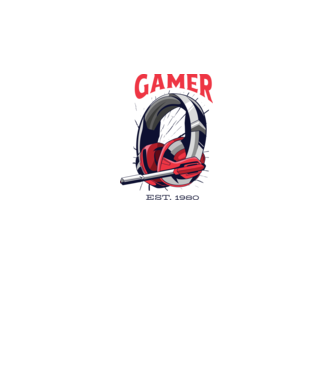 Gamer est. 1980 model alb pe tricou
