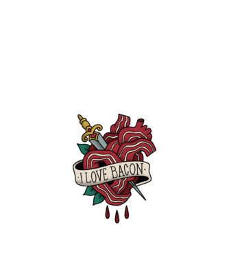 Love Bacon Tatuaj model alb pe tricou