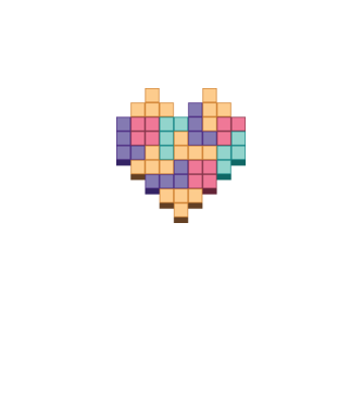 Inimă Tetris model alb pe tricou