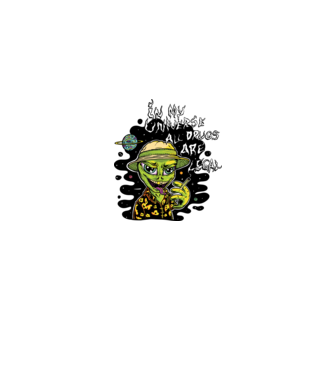 Alien drogat model gri pe tricou