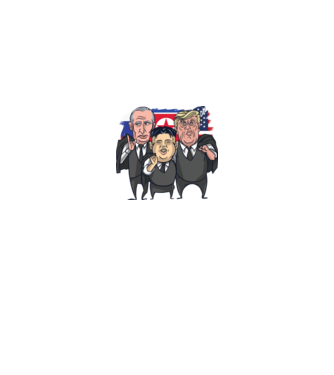 Trump, Putin, Kim - trei prieteni buni model alb pe tricou
