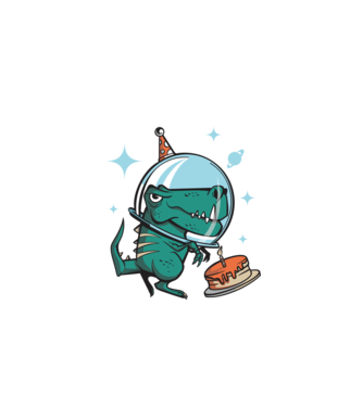 Astronaut T-rex Ziua de naștere model negru pe tricou